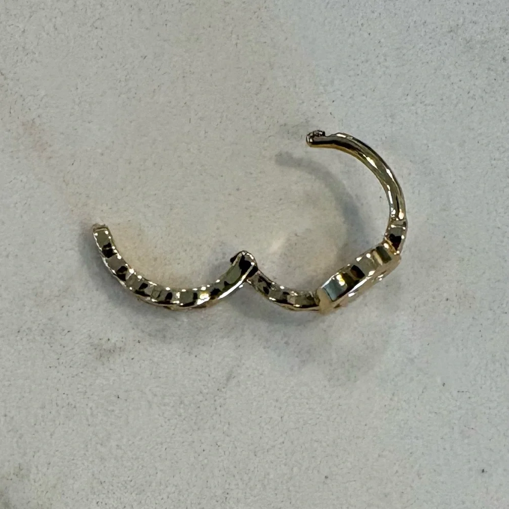 NWOT Smiley Face Emoji Gold Huggie Earrings with Twisted Link Hoop Design